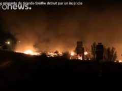 Incendie du camp de Grande-Synthe (capture EuroNews)